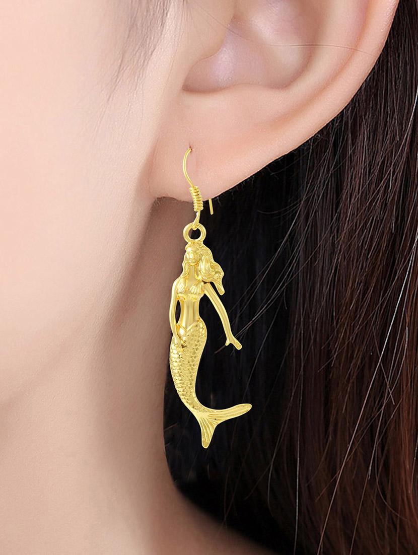 gold plated mermaid jalpari women fashion earrings - 21246748 - Standard Image - 3