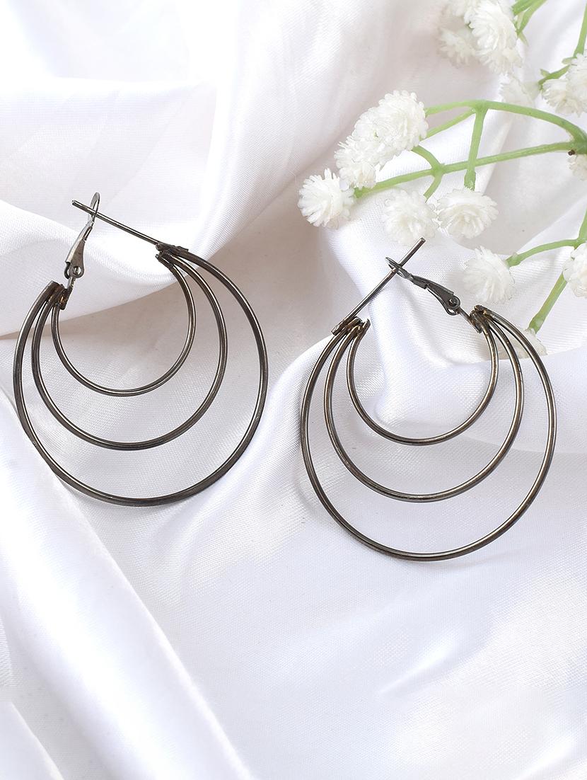 black brass hoop earrings - 21246749 - Zoom Image - 0