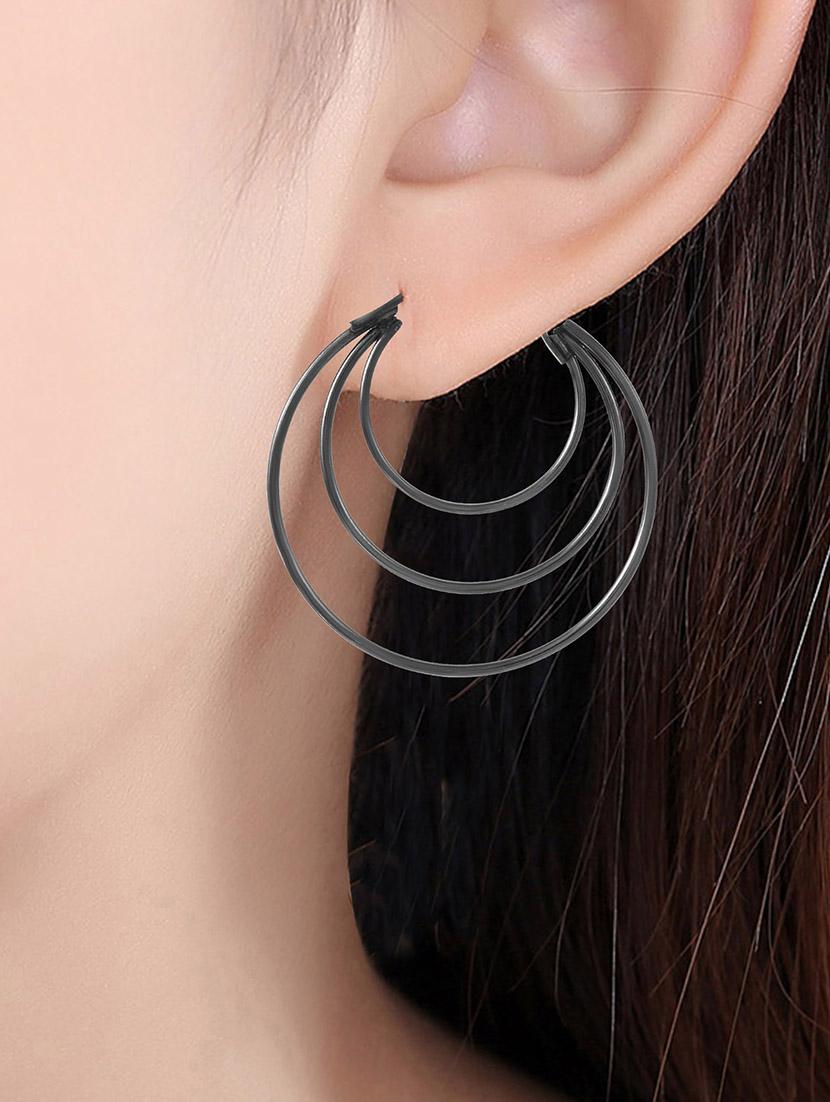 black brass hoop earrings - 21246749 - Standard Image - 3