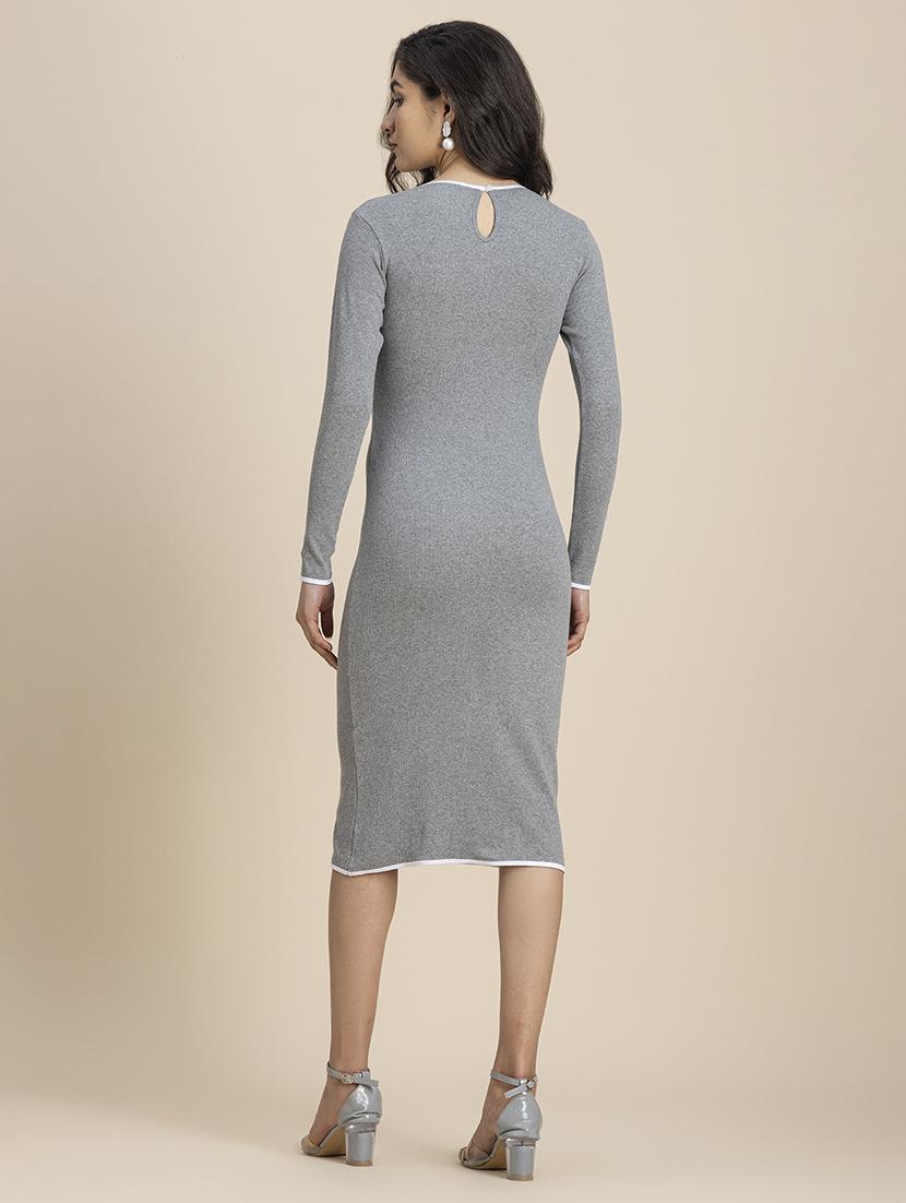 women solid long sleeves bodycon dress - 21246919 - Standard Image - 3