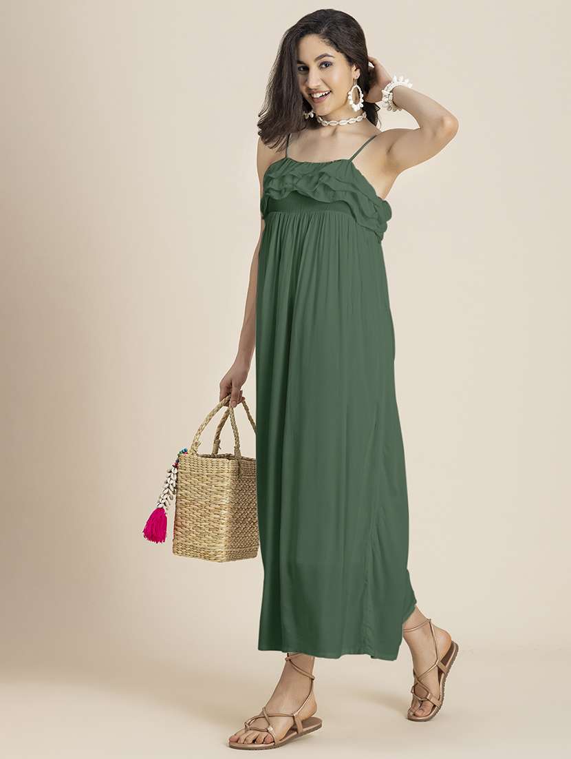 green rayon aline dress - 21246928 -  Zoom Image - 0
