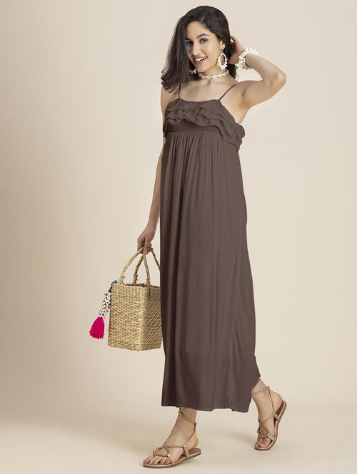 brown rayon a-line dress - 21246933 - Standard Image - 0