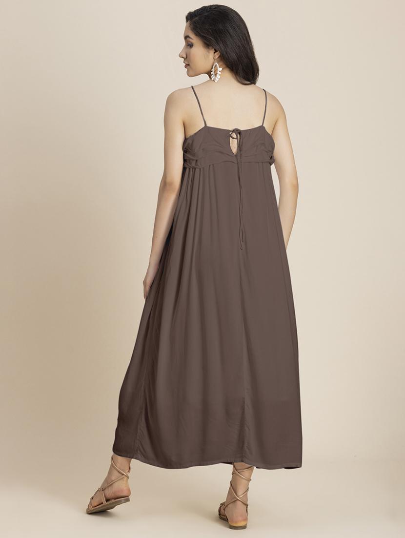 brown rayon a-line dress - 21246933 - Standard Image - 3
