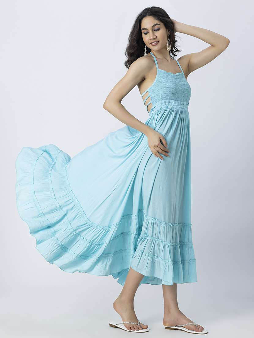 women solid backless tiered dress - 21246942 -  Standard Image - 3