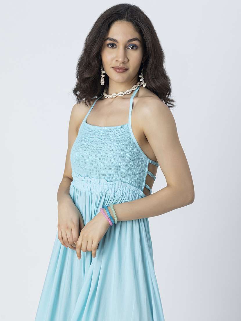 women solid backless tiered dress - 21246942 -  Standard Image - 5