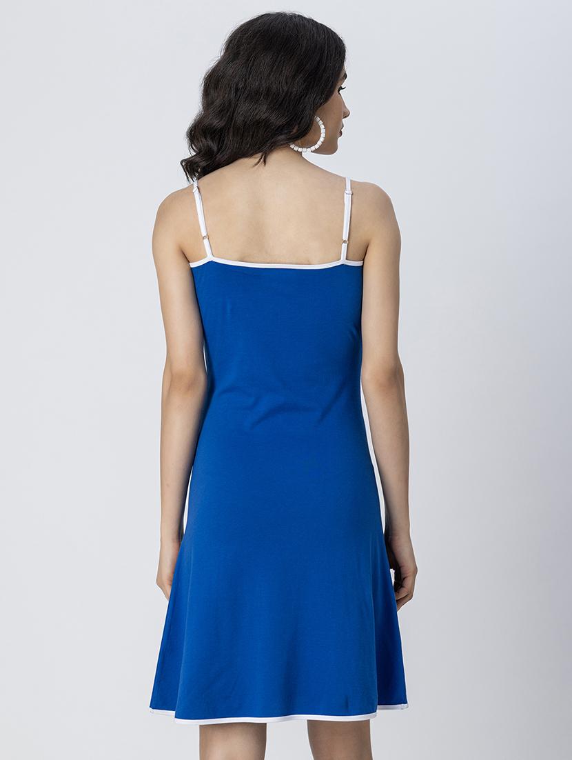 blue cotton jersey a-line dress - 21246943 - Standard Image - 3