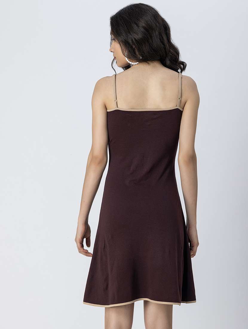 women solid shoulder strap a-line dress - 21246944 - Standard Image - 3