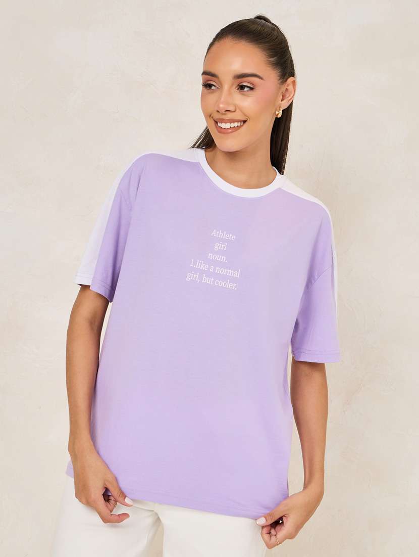 women lavender oversized t-shirt