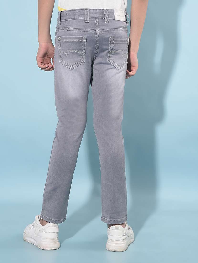 boys mid rise plain denim jeans - 21247073 -  Standard Image - 3