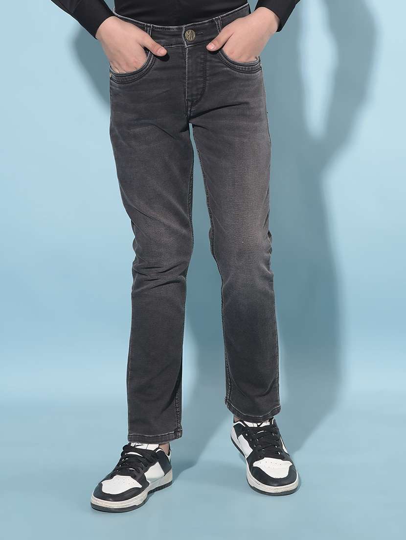 boys mid rise plain denim jeans