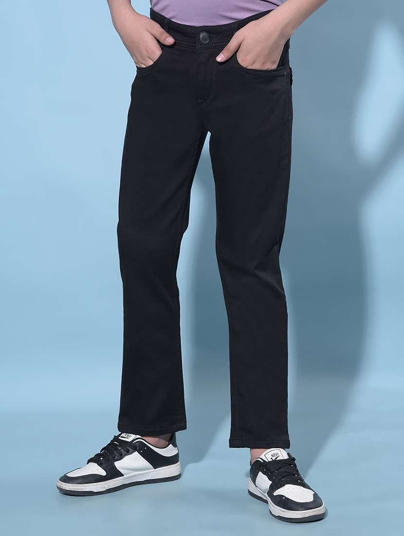 boys mid rise plain denim jeans