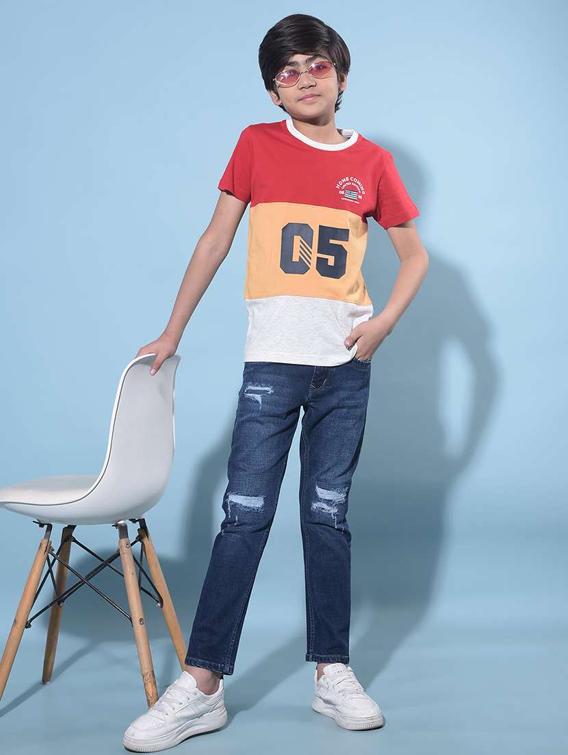 blue cotton blend distressed jean - 21247085 -  Standard Image - 5