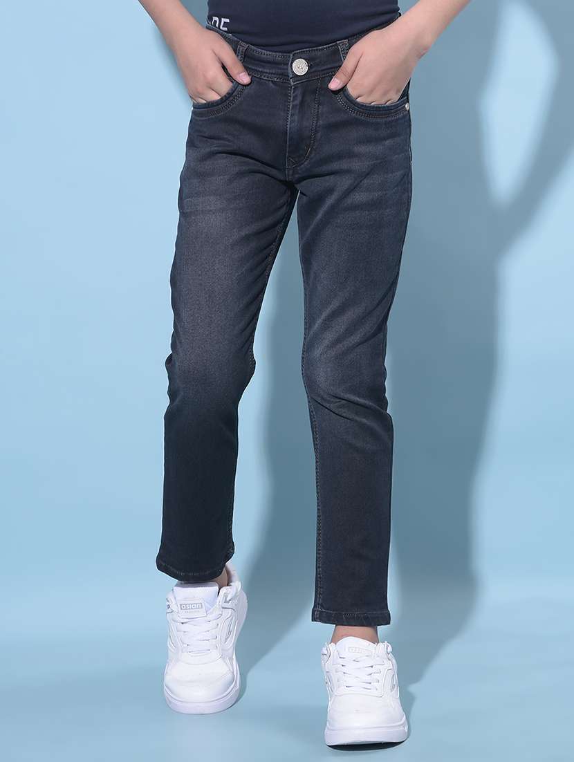 grey cotton blend plain jean