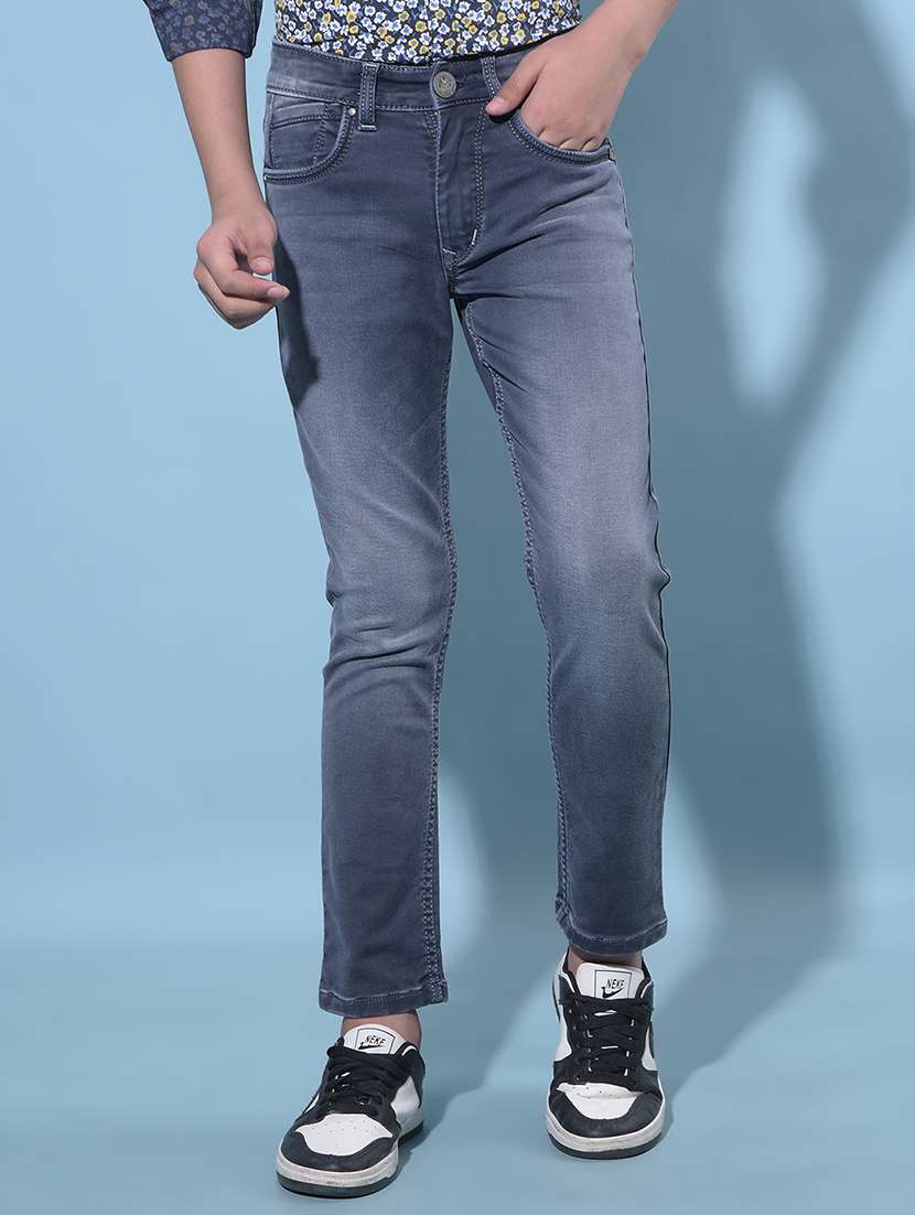 grey cotton blend plain jean