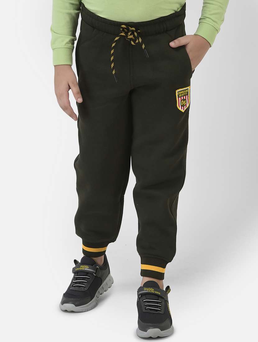 olive cotton blend track pant