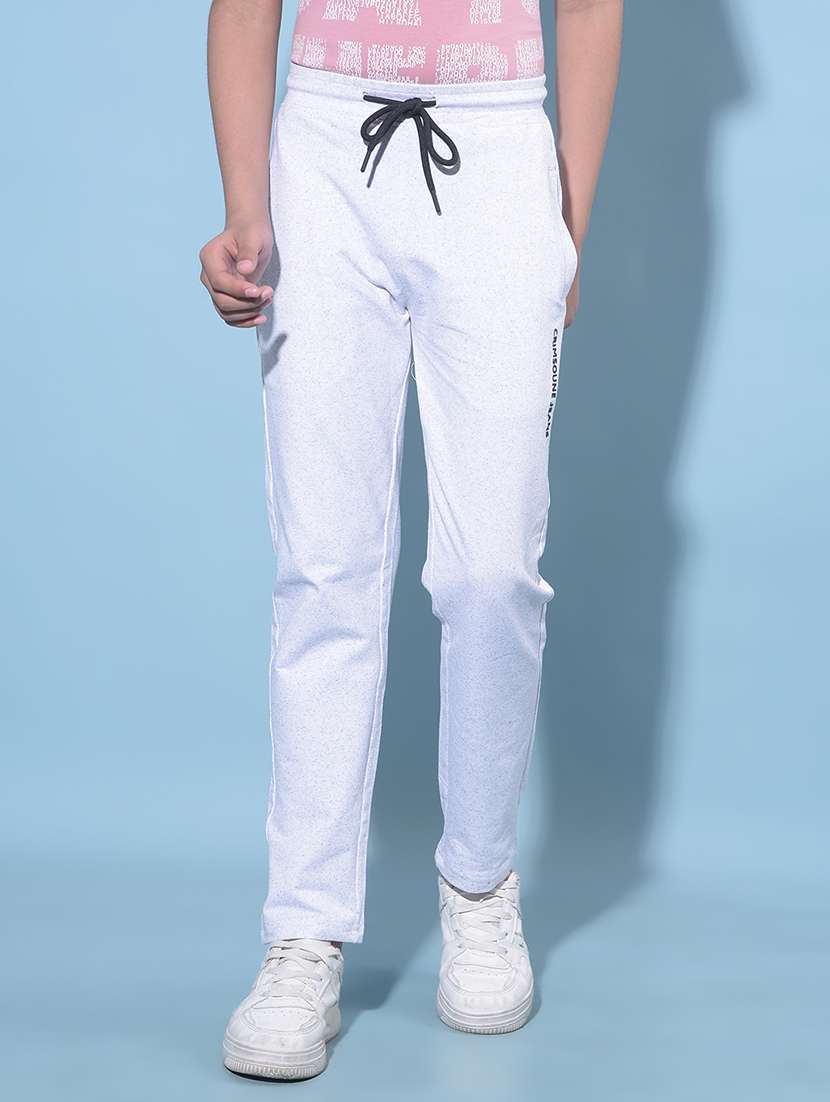 white cotton blend track wear