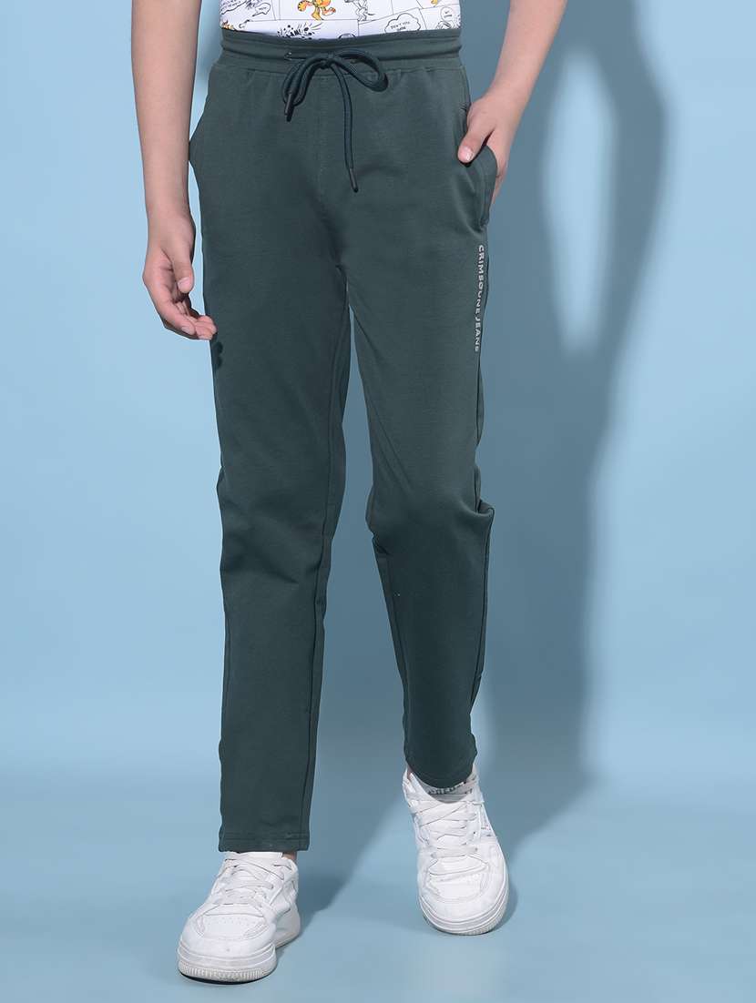 green cotton blend track pant