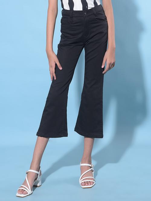 black cotton blend plain jeans - 21247314 - Standard Image - 0