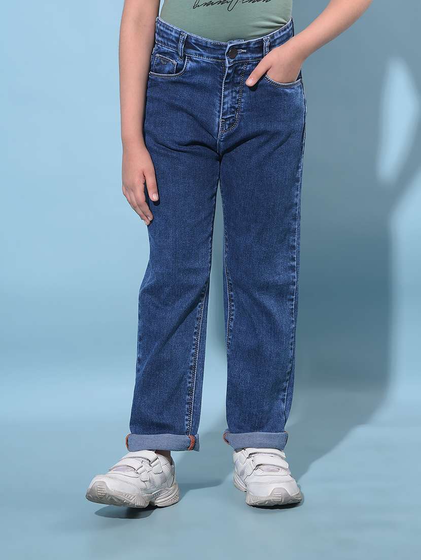 blue cotton blend jean