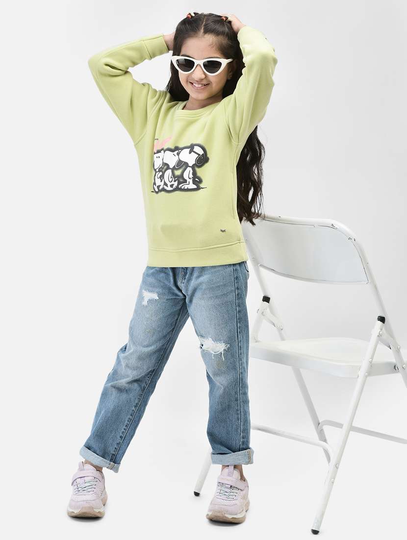 girls olive polyester front print sweatshirt - 21247343 -  Standard Image - 3