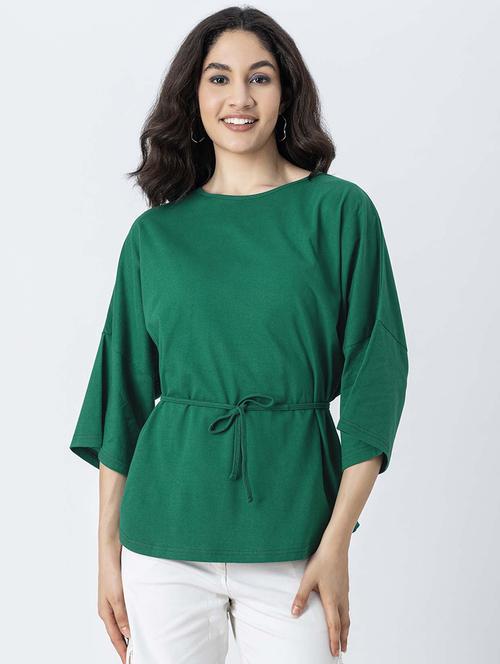 women solid round neck regular top - 21247373 - Standard Image - 0