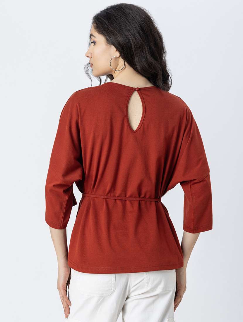 women solid round neck regular top - 21247374 - Standard Image - 3