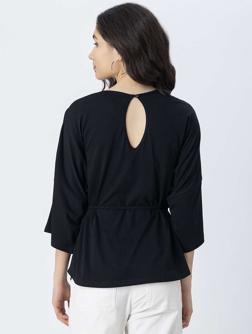 black cotton jersey regular top - 21247375 -  Standard Image - 3