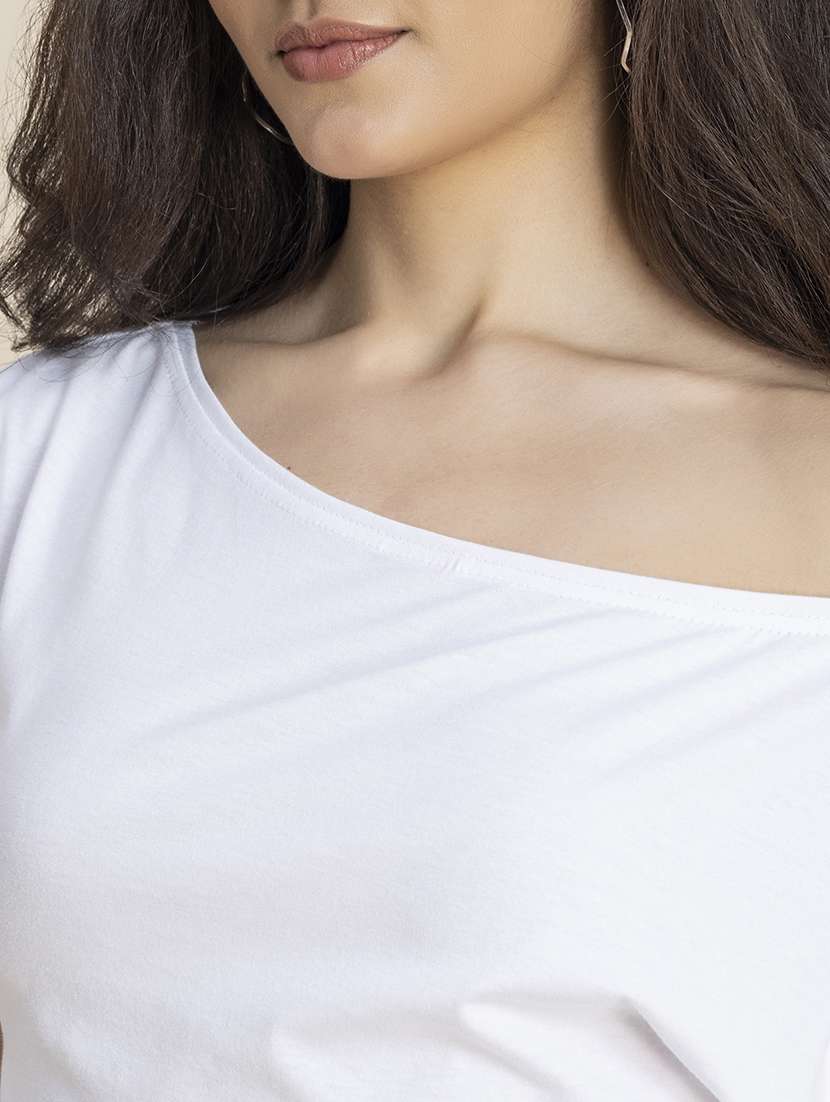women solid single shoulder regular top - 21247382 -  Standard Image - 5