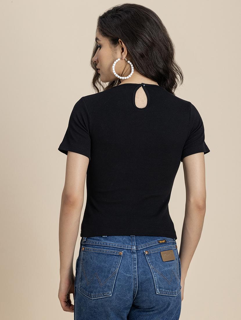women solid v neck straight top - 21247406 - Standard Image - 3