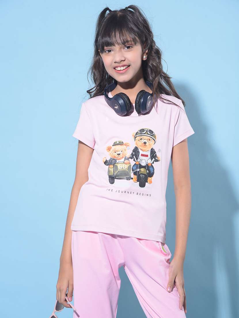 girls printed round neck tee - 21247423 -  Zoom Image - 0