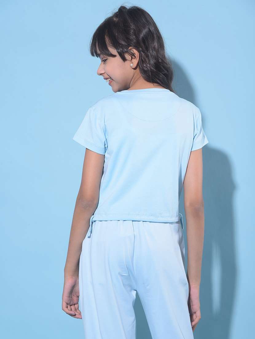 light blue cotton crop tee - 21247424 -  Standard Image - 3