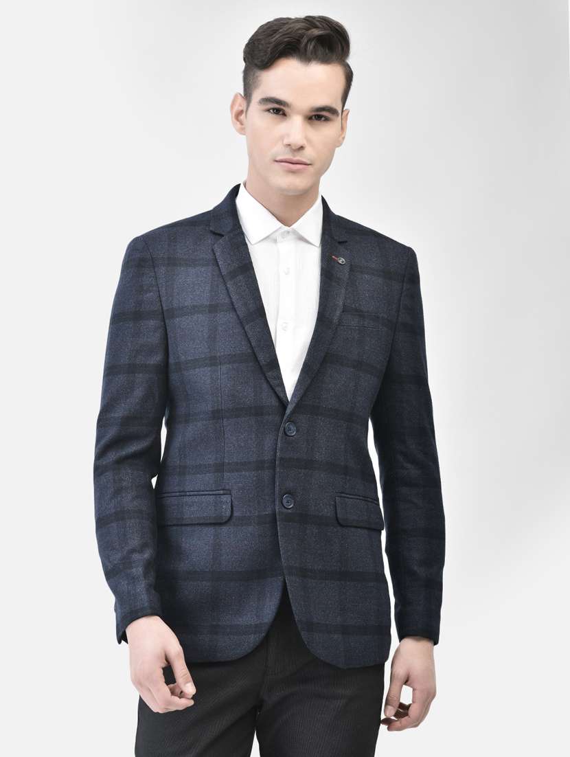 men long sleeved checkered single breasted casual blazer