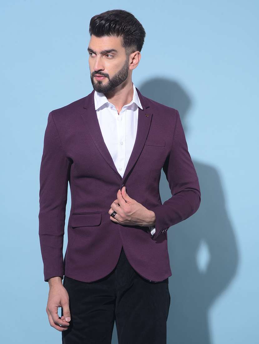 men long sleeved solid single breasted casual blazer