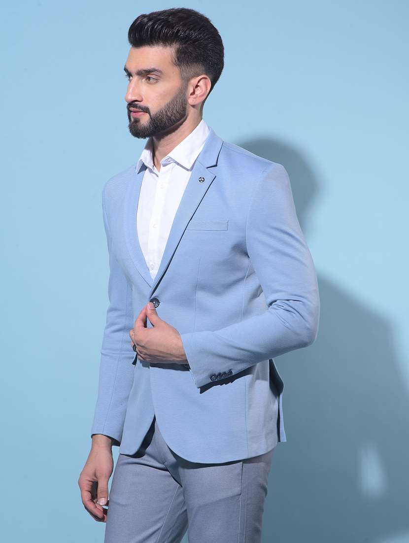 men long sleeved solid single breasted casual blazer