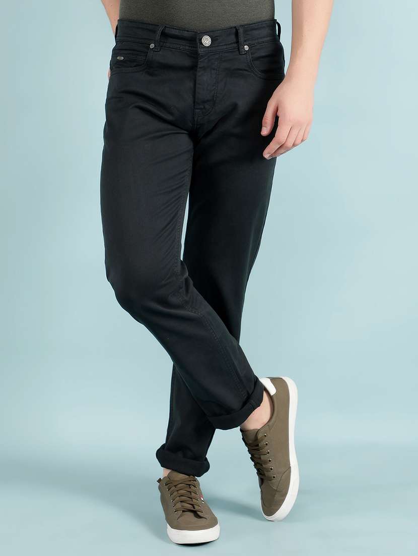 men mid rise plain jeans