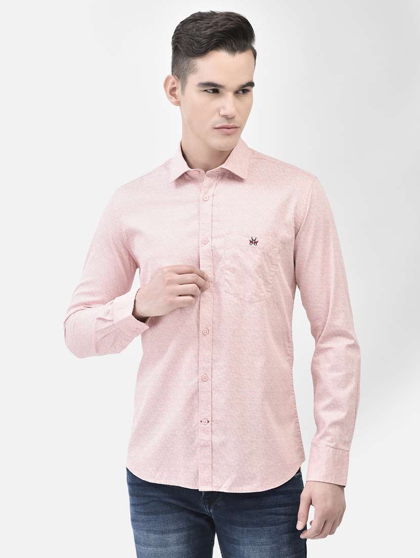 peach self design casual shirt