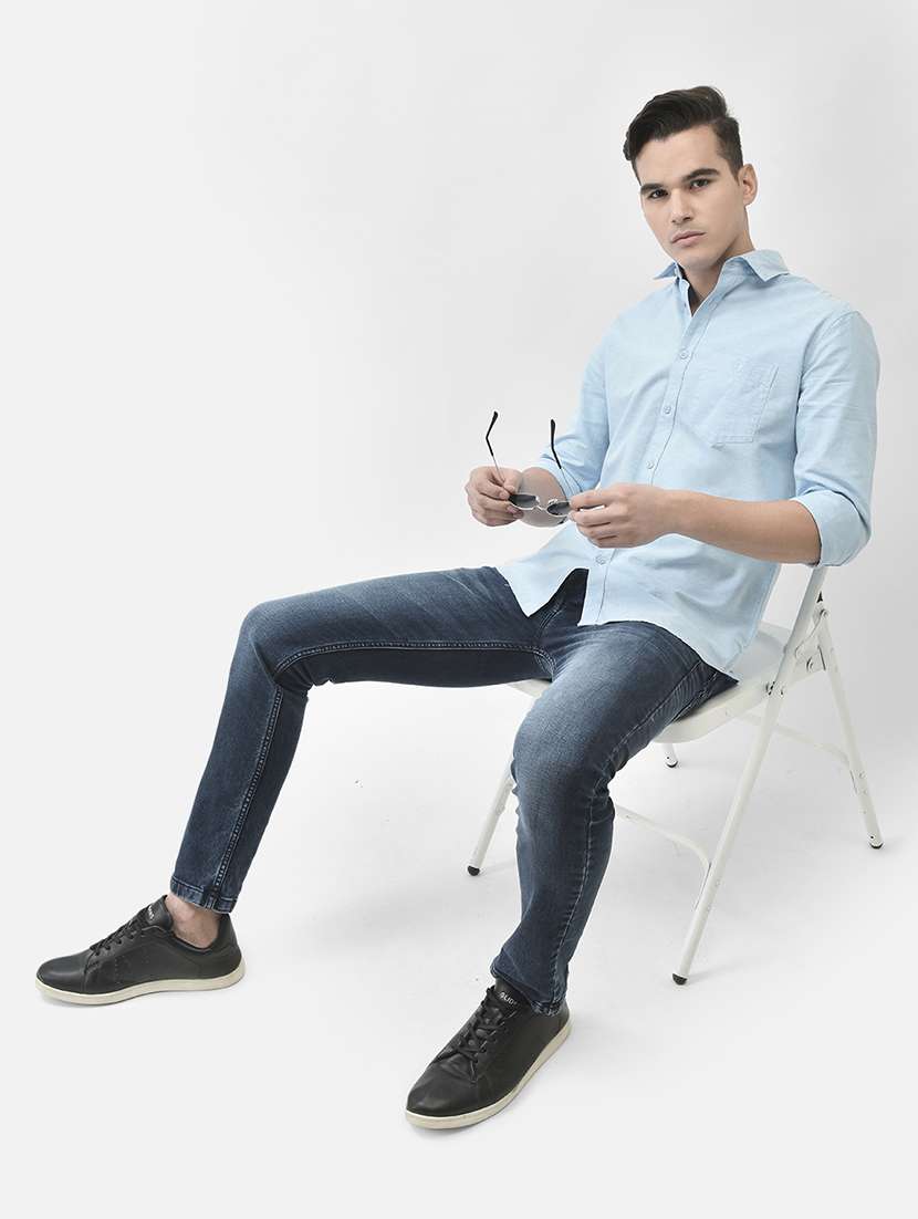 light blue cotton casual shirt - 21247516 -  Standard Image - 5