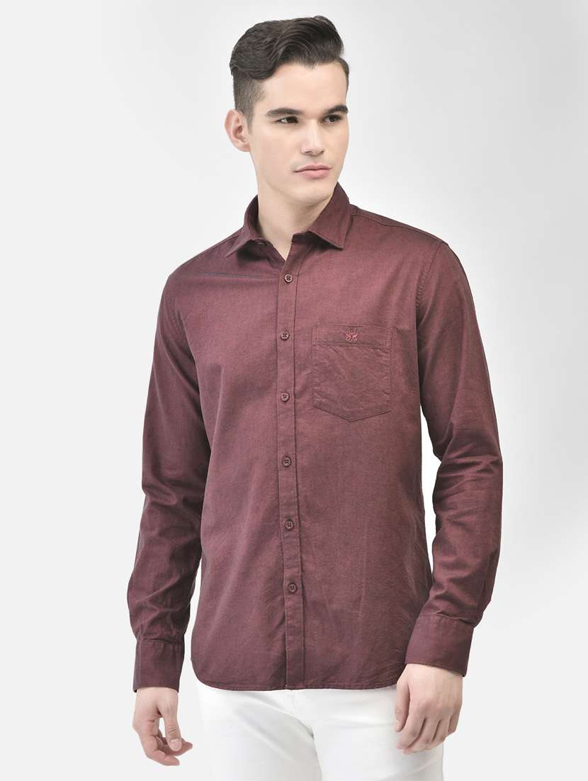 maroon solid casual shirt
