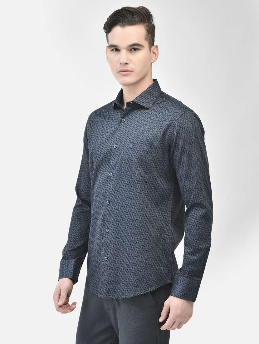 navy blue printed casual shirt