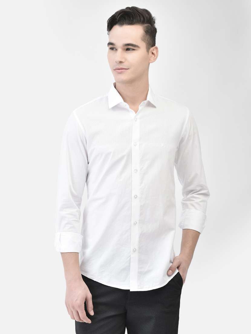 white solid casual shirt