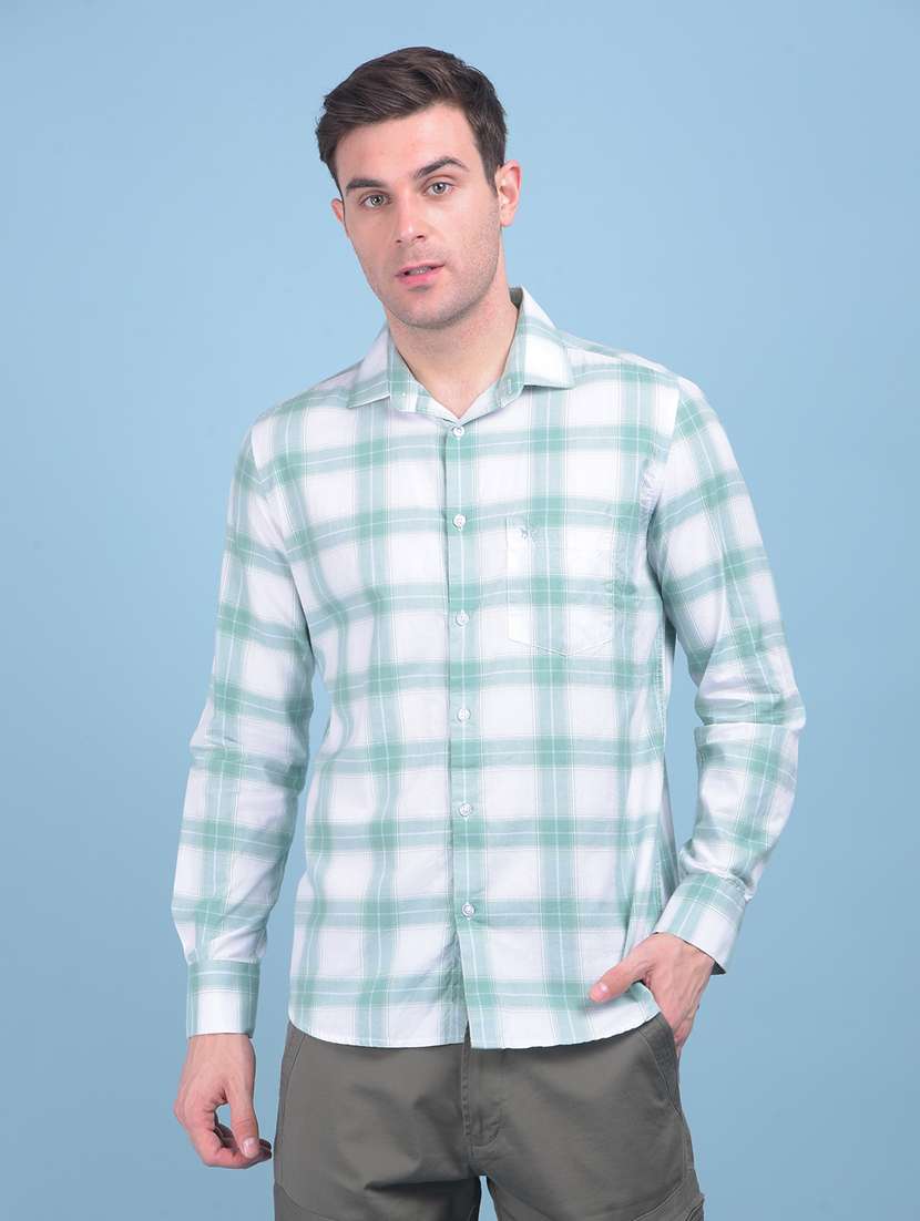 men check print casual shirt
