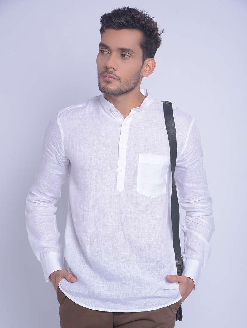 men white plain short kurta
