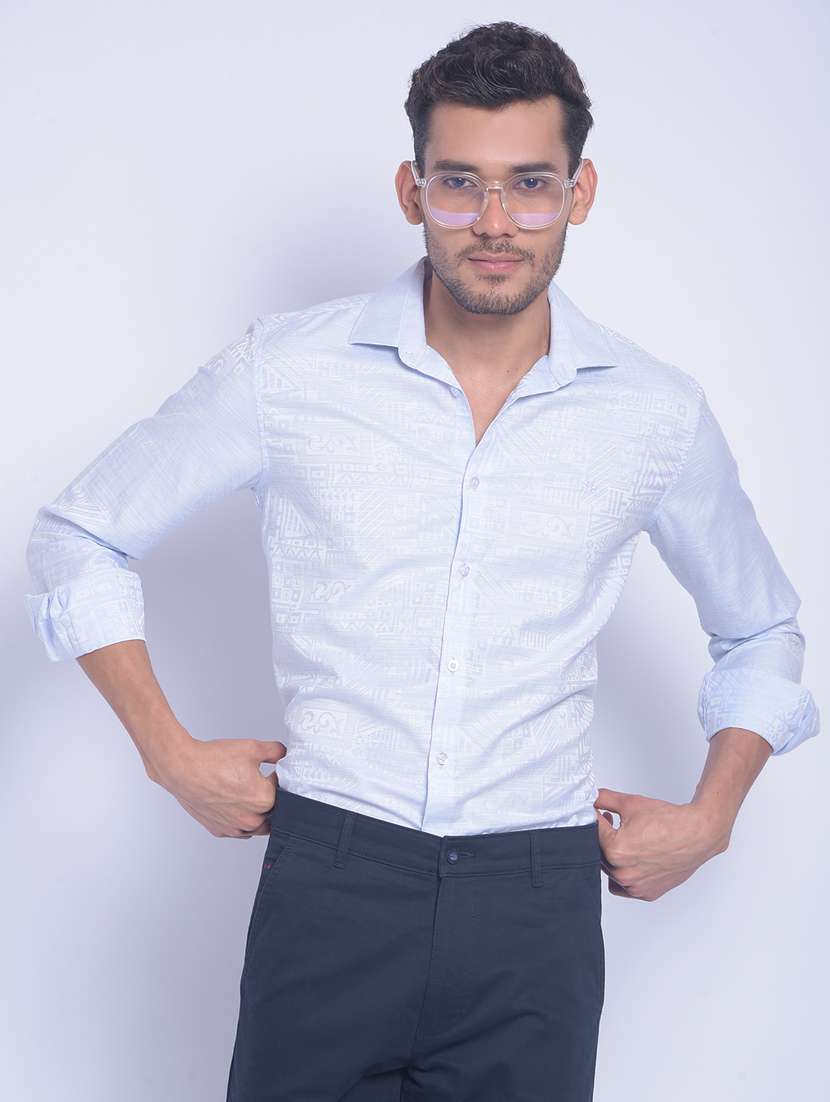 light blue cotton blend formal shirt