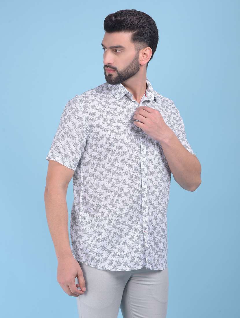 white floral casual shirt