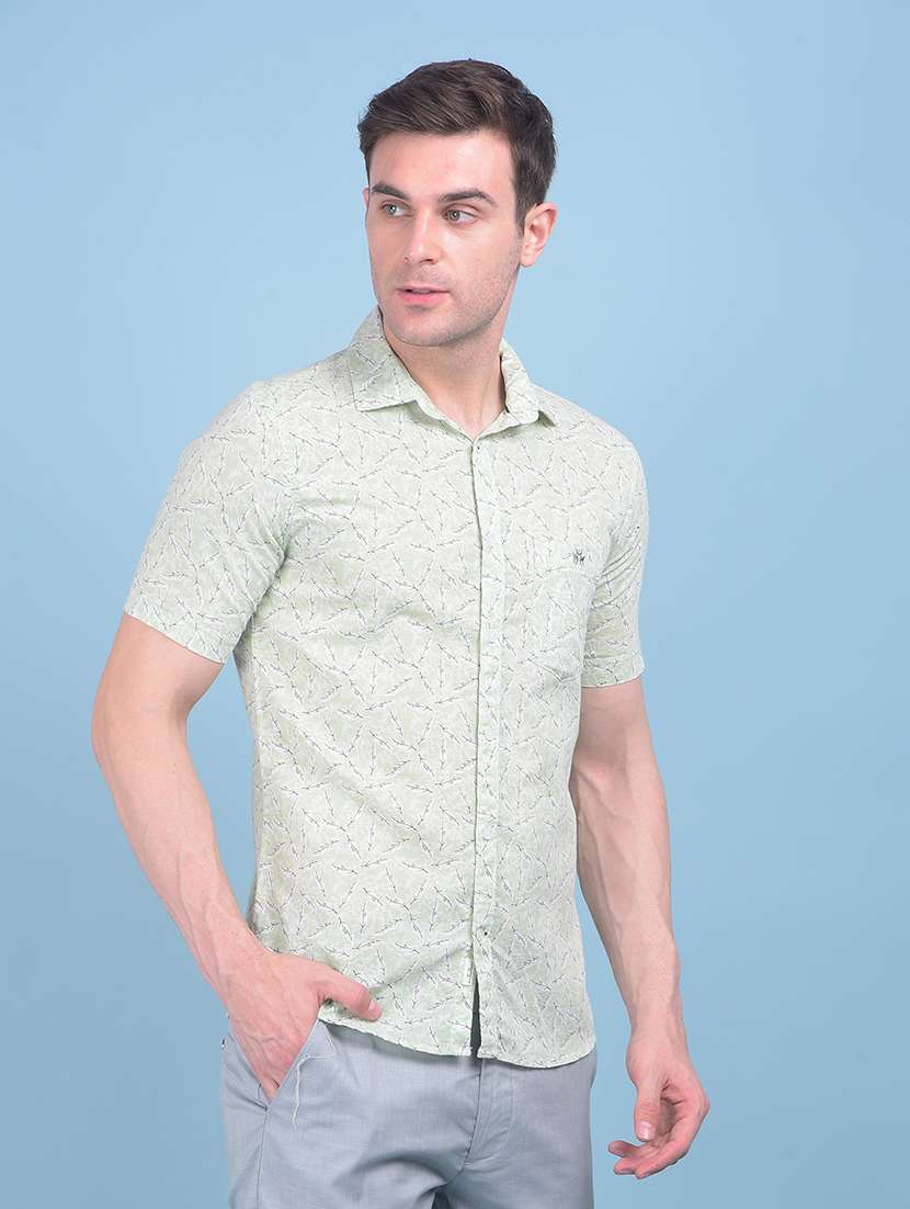 men neo mint printed short sleeve casual shirt