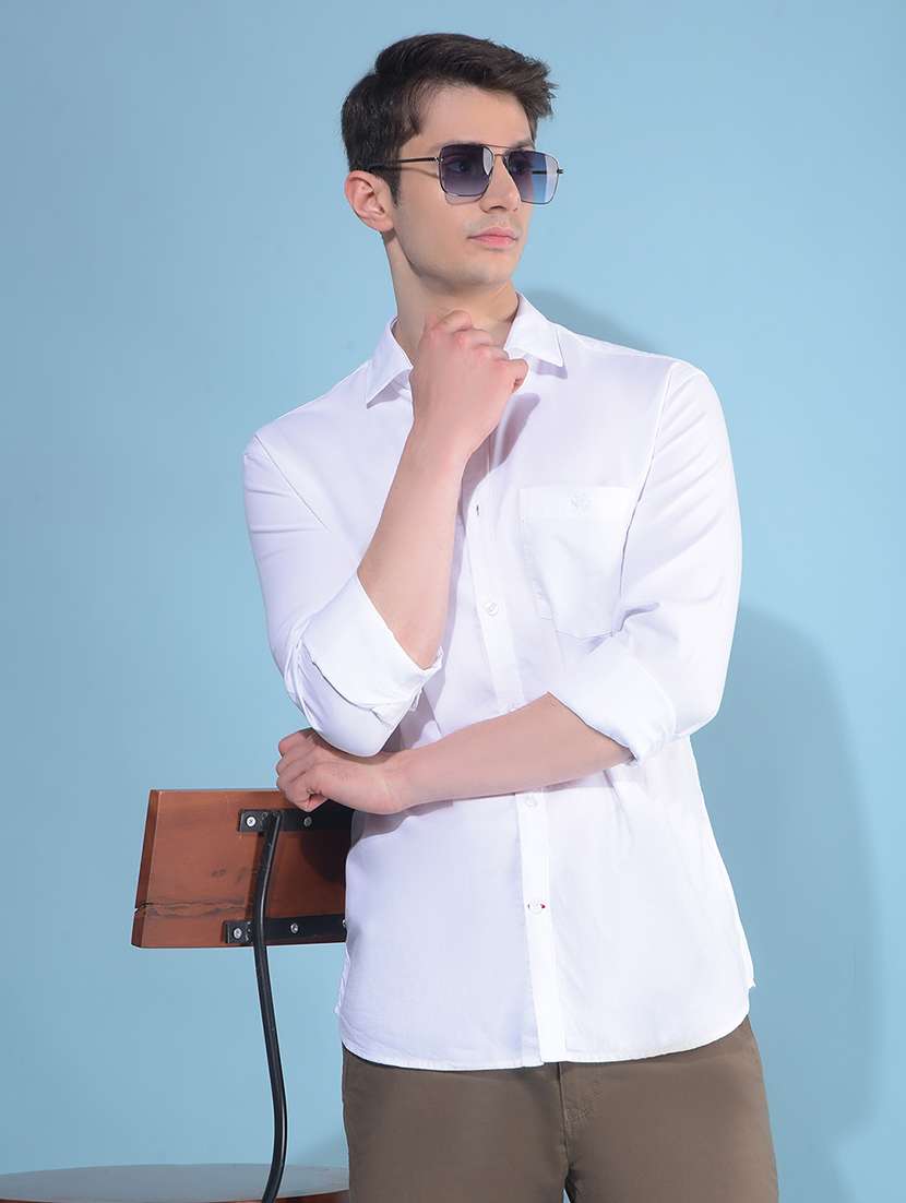 white cotton casual shirt - 21247576 -  Standard Image - 3