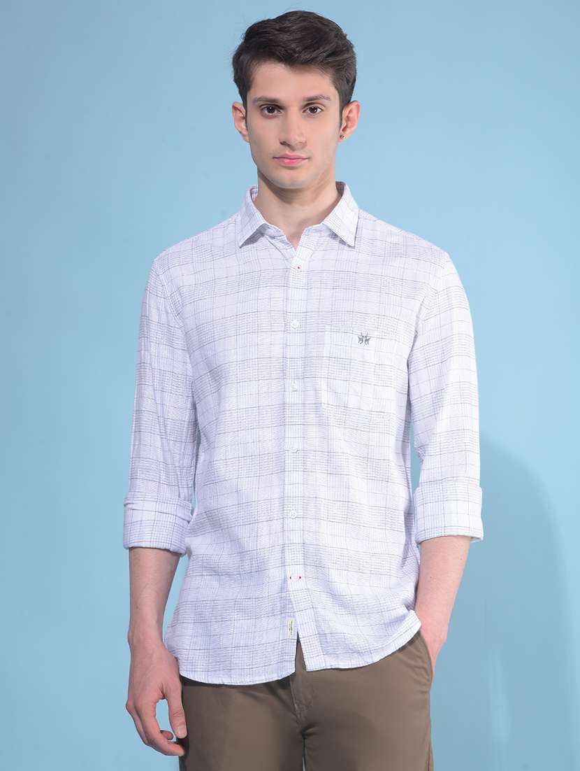 men checkered cotton casual shirt