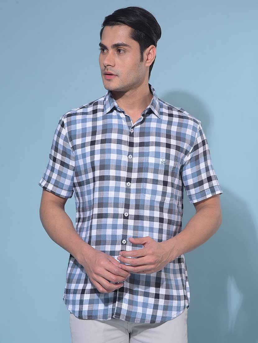 men checkered cotton casual shirt