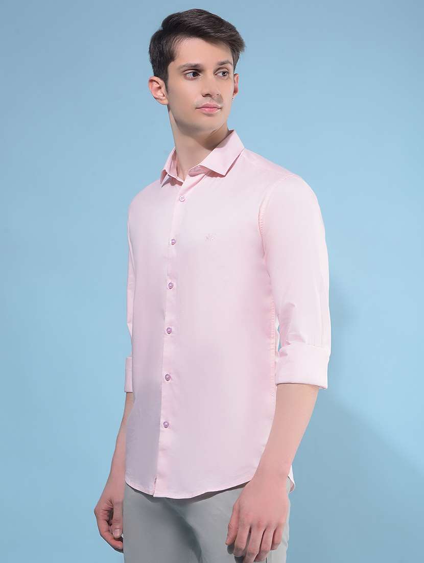pink cotton blend casual shirt