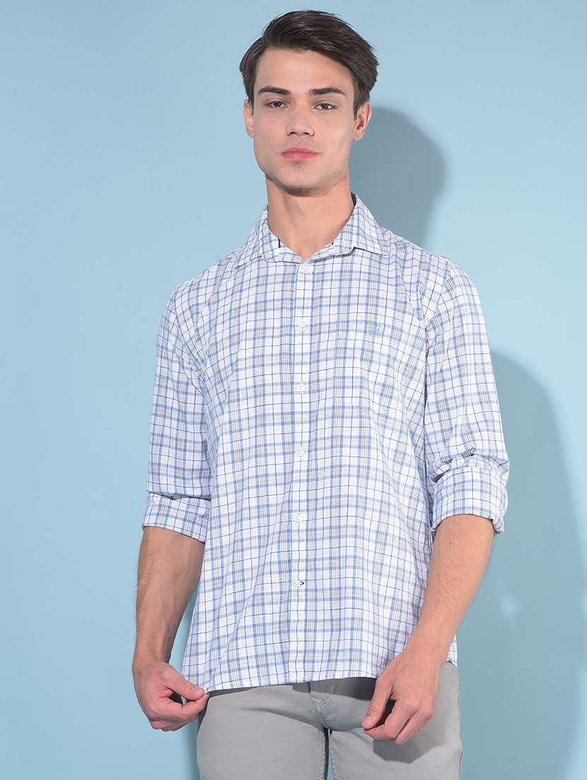 men checkered cotton casual shirt